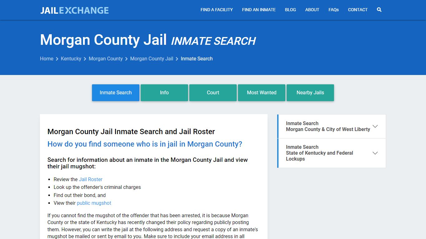 Inmate Search: Roster & Mugshots - Morgan County Jail , KY